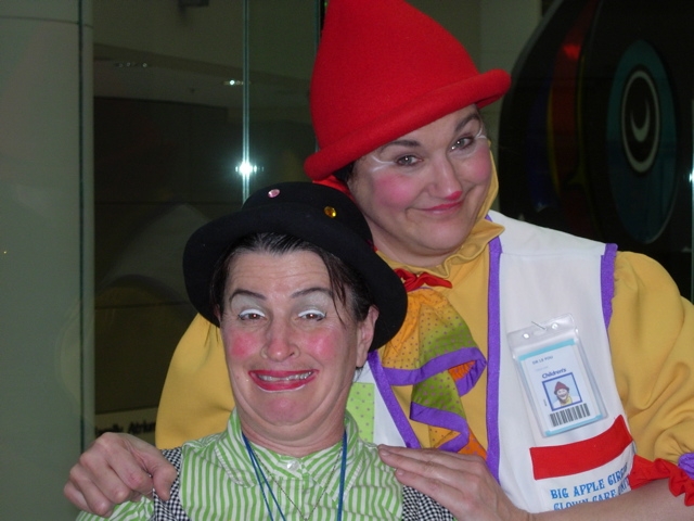 Victoria Millard as Dr. La Fou poses with another hospital clown